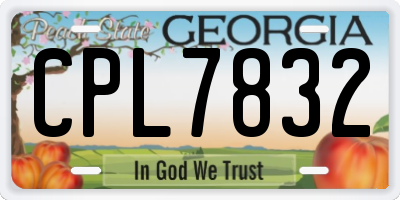 GA license plate CPL7832