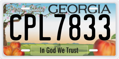 GA license plate CPL7833