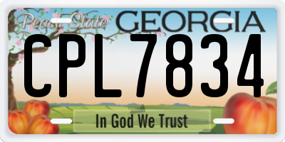 GA license plate CPL7834