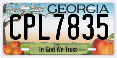 GA license plate CPL7835