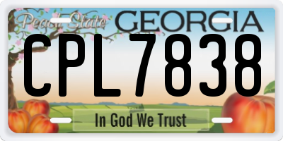 GA license plate CPL7838