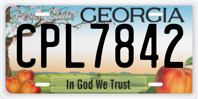 GA license plate CPL7842