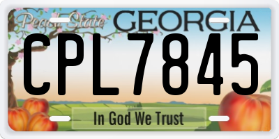 GA license plate CPL7845
