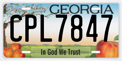 GA license plate CPL7847