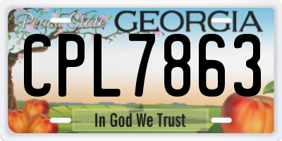 GA license plate CPL7863