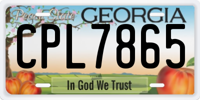 GA license plate CPL7865