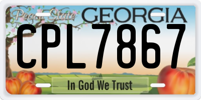 GA license plate CPL7867