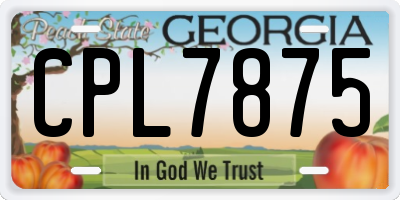 GA license plate CPL7875