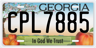 GA license plate CPL7885