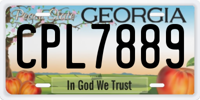 GA license plate CPL7889