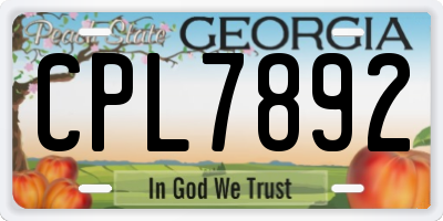 GA license plate CPL7892