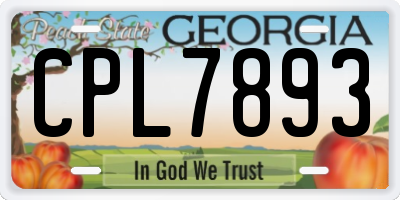 GA license plate CPL7893
