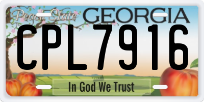 GA license plate CPL7916