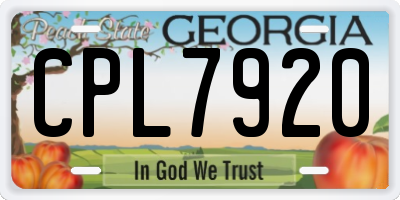 GA license plate CPL7920