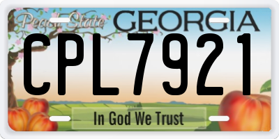 GA license plate CPL7921