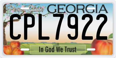 GA license plate CPL7922