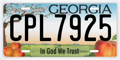 GA license plate CPL7925