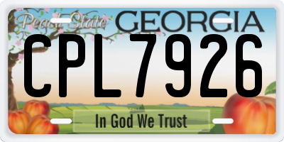 GA license plate CPL7926