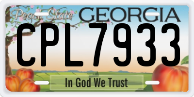 GA license plate CPL7933