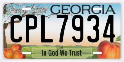 GA license plate CPL7934