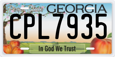 GA license plate CPL7935