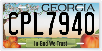 GA license plate CPL7940