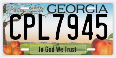 GA license plate CPL7945