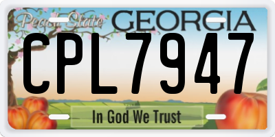 GA license plate CPL7947