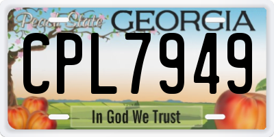 GA license plate CPL7949