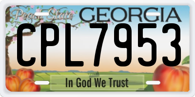 GA license plate CPL7953