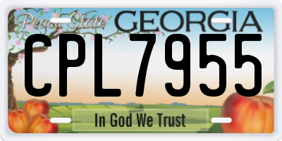 GA license plate CPL7955