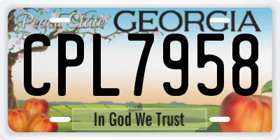 GA license plate CPL7958