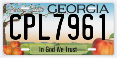 GA license plate CPL7961
