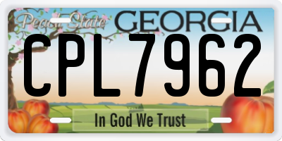 GA license plate CPL7962