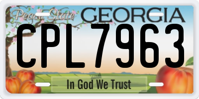 GA license plate CPL7963