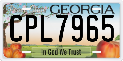 GA license plate CPL7965