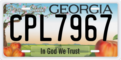 GA license plate CPL7967