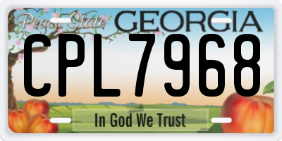 GA license plate CPL7968