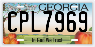 GA license plate CPL7969
