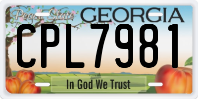 GA license plate CPL7981