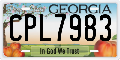 GA license plate CPL7983