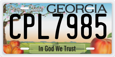 GA license plate CPL7985