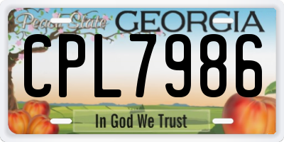 GA license plate CPL7986