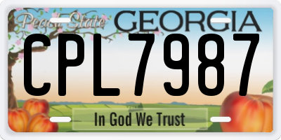 GA license plate CPL7987