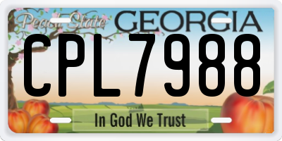 GA license plate CPL7988