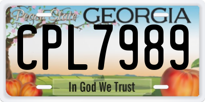 GA license plate CPL7989