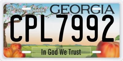 GA license plate CPL7992