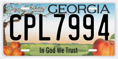 GA license plate CPL7994