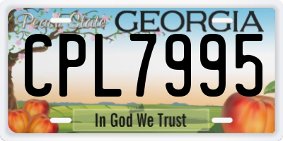 GA license plate CPL7995