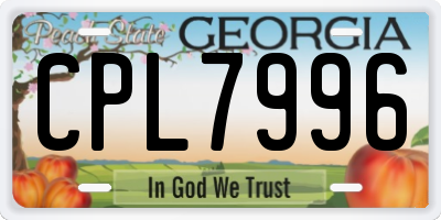 GA license plate CPL7996